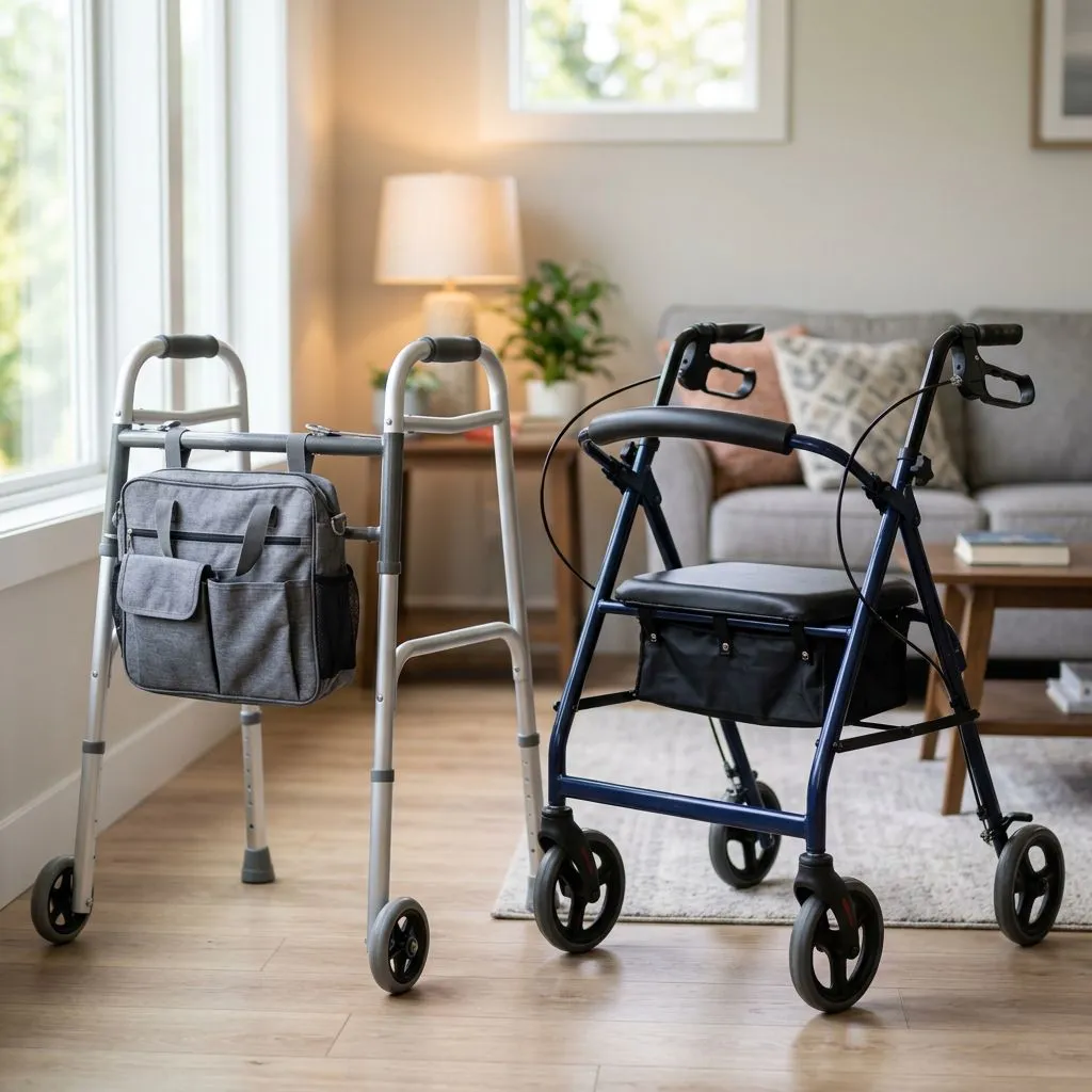 Mobility Walker Accessories and Replacement Parts: Bags, Baskets, Glides, Grips, and Brakes
